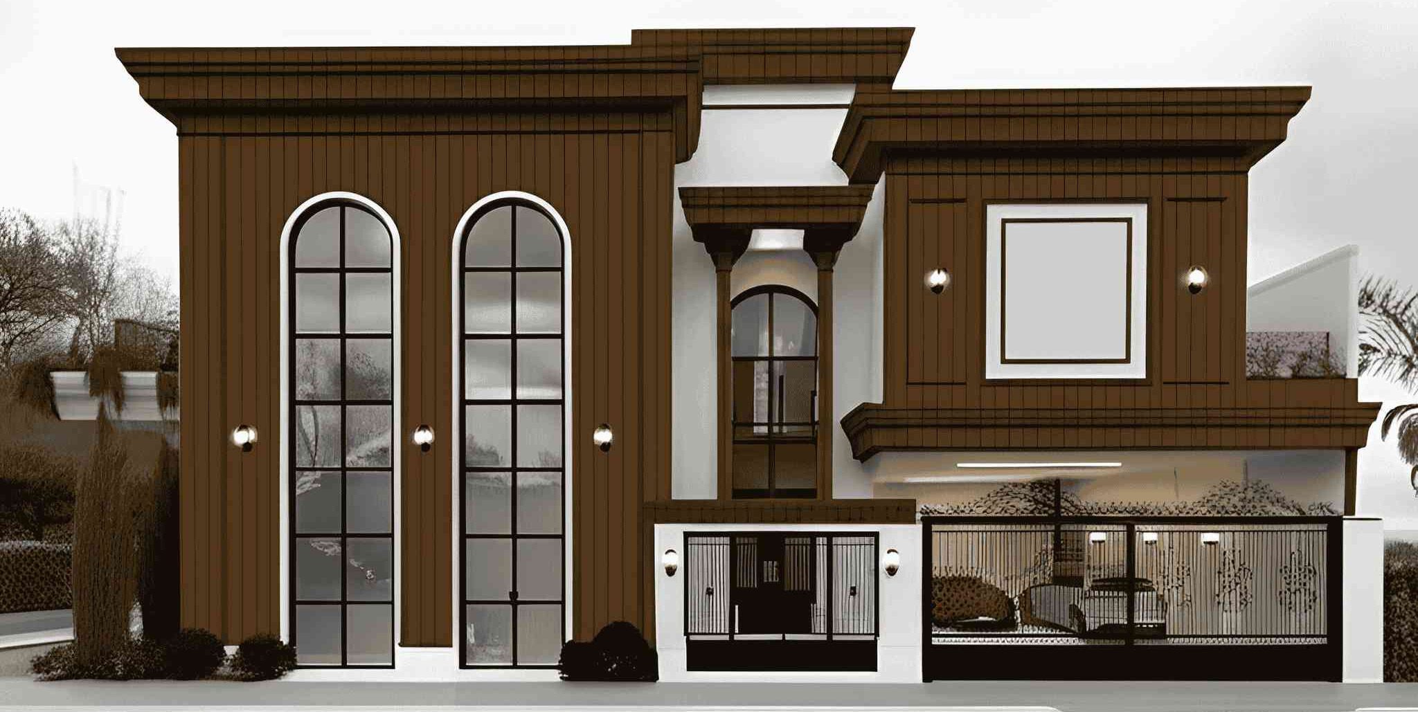 After ACP sheet installation modern building facade