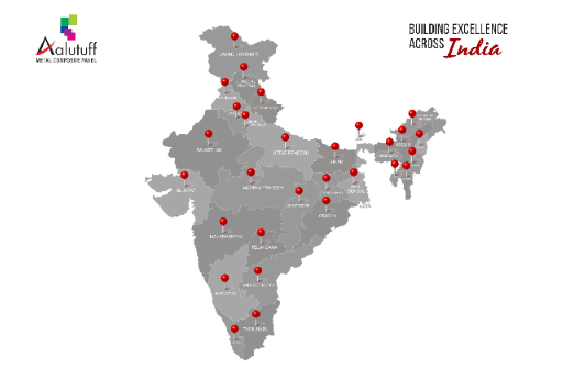 Alutuff ACP panels presence across India map